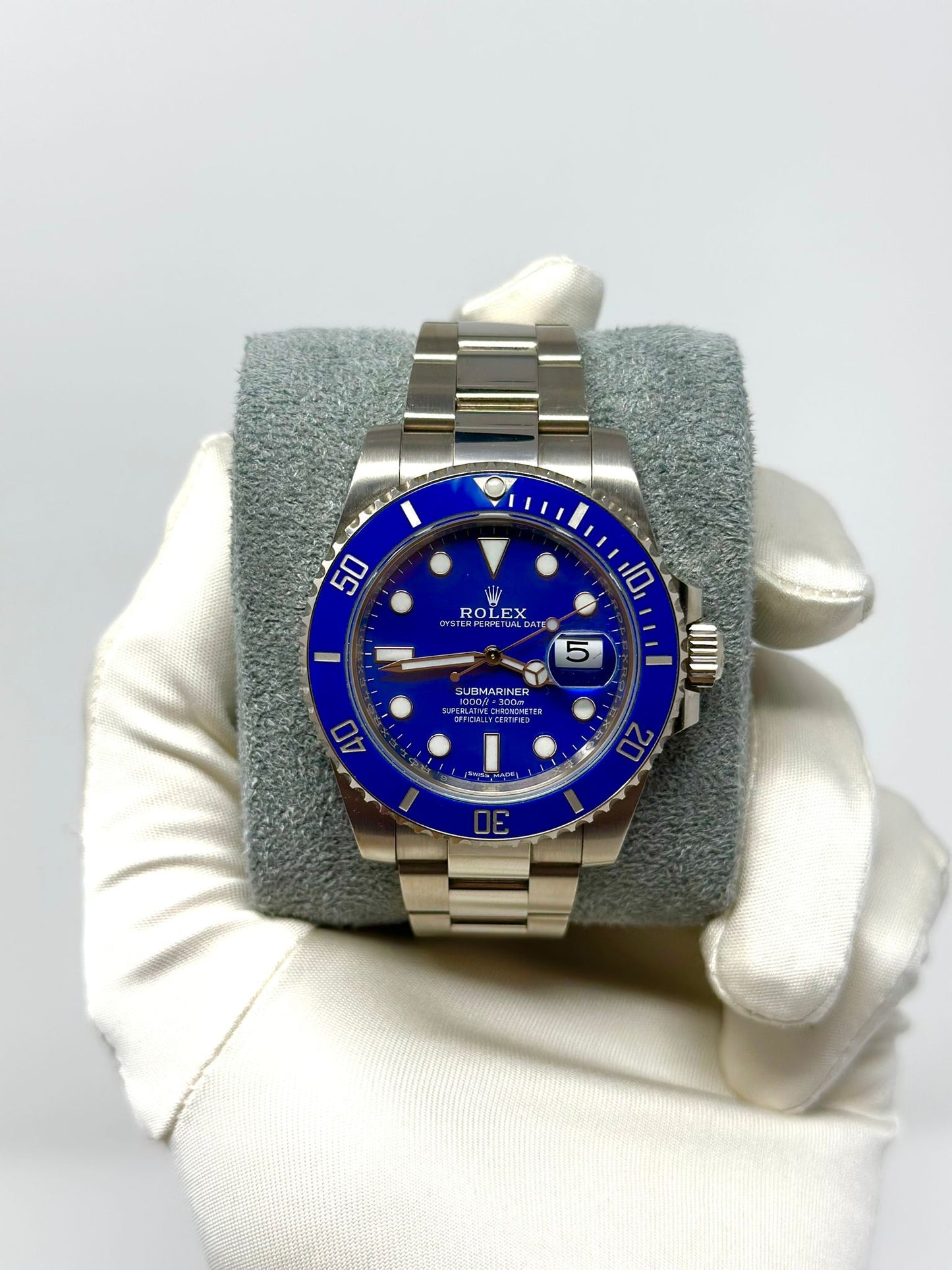 Rolex Smurf White Gold Submariner Watch 40MM - Oyster Bracelet - Blue Dial - 116619LB