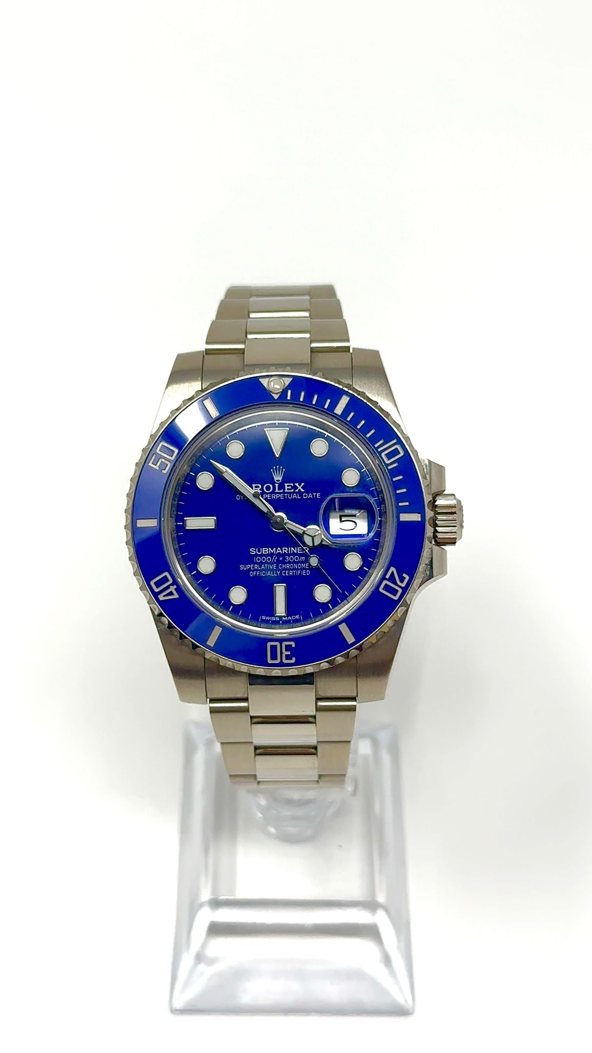 Rolex Smurf White Gold Submariner Watch 40MM - Oyster Bracelet - Blue Dial - 116619LB