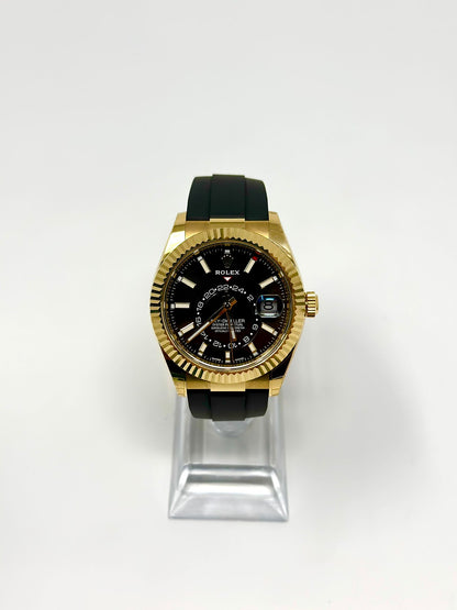 Rolex Yellow Gold Sky Dweller Watch - 42 MM - Oysterflex Strap - Black Dial -  326238-0009