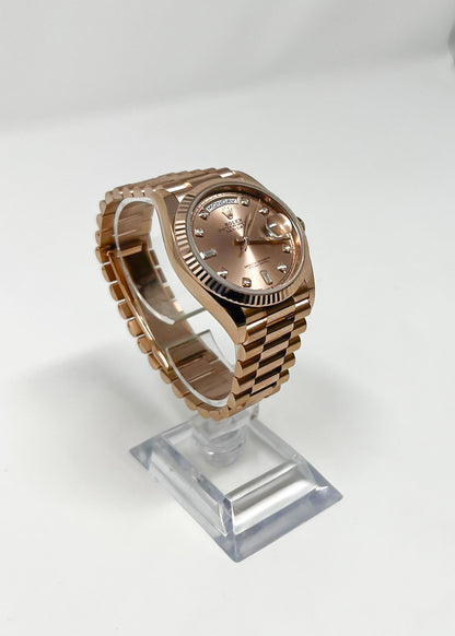 Rolex Presidential Everose Gold Day-Date 36MM - President Bracelet Watch - Rosé Diamond Dial - 128235-0009