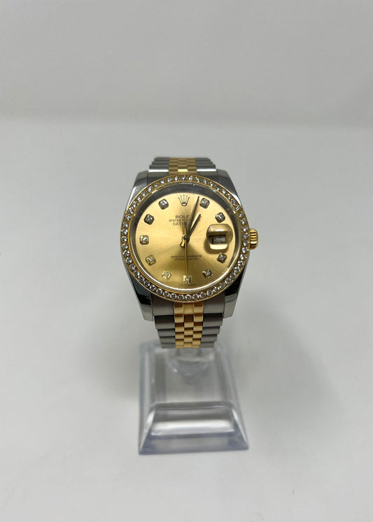 Rolex Yellow Gold And Stainless Steel Datejust - 36 MM - Jubilee Bracelet - Diamond Bezel - Champagne Diamond Dial - 116233