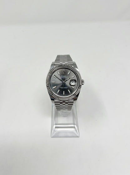 Rolex Stainless Steel and White Gold Datejust 41 Date Watch - 41 MM - Jubilee Bracelet - Fluted Bezel - Dark Rhodium Dial - 126334-0014