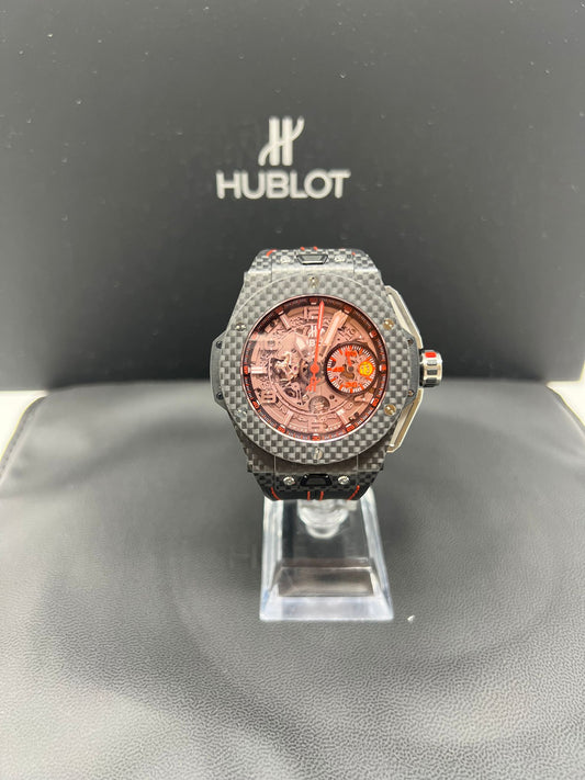 Hublot Big Bang Ferrari Carbon Red Magic 45 MM - Black Leather Strap  - Red Skeleton Dial - 401.QX.0123.VR