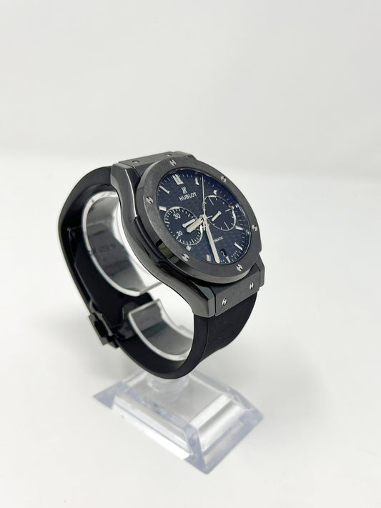 Hublot Classic Fusion Ceramic 45 MM - Black Rubber Strap - Black Dial - 521.CM.1771.RX