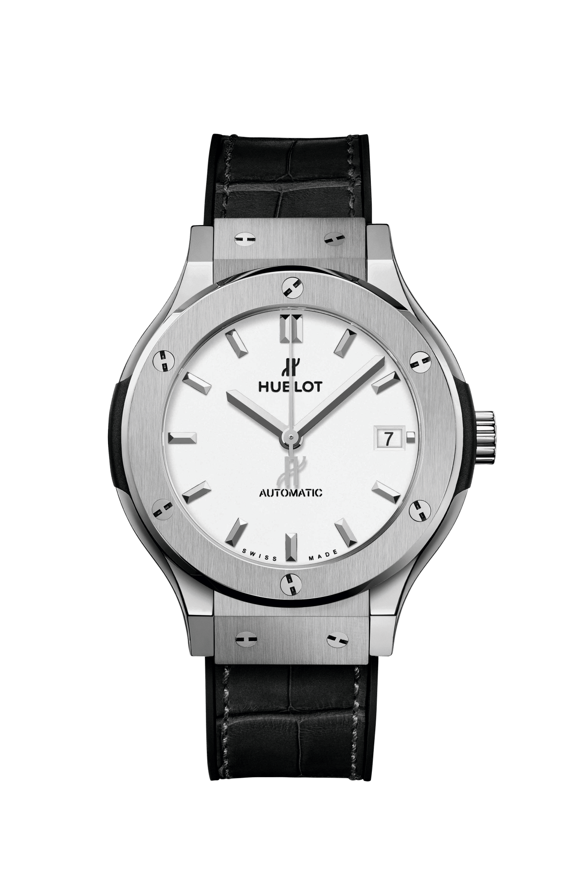 Hublot Classic Fusion Titanium Opalin 38 MM - Black Leather Strap - White Dial - 565.NX.2611.LR