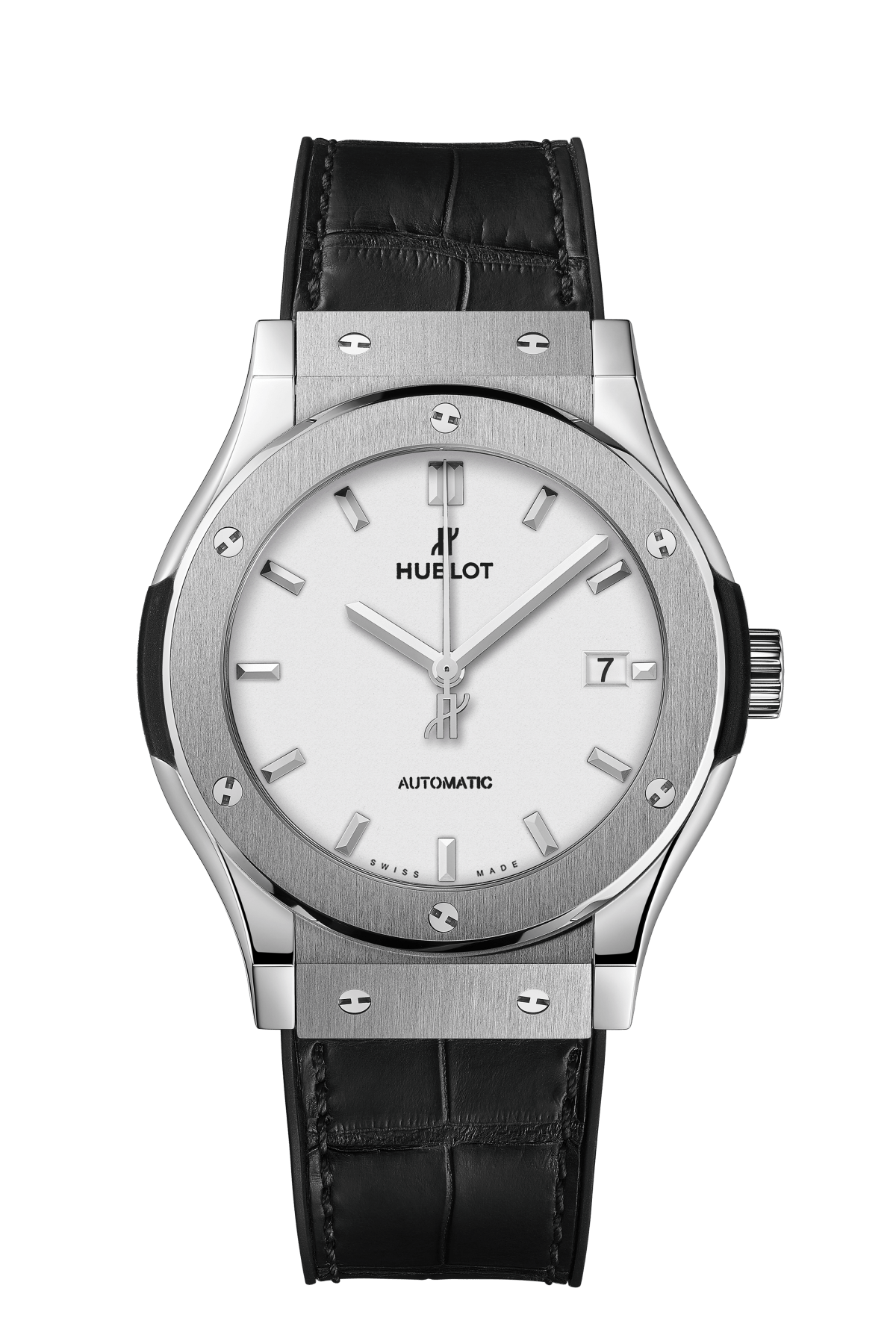 Hublot Classic Fusion Titanium Opalin 42 MM - Black Leather Strap - White Dial - 542.NX.2611.LR