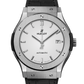 Hublot Classic Fusion Titanium Opalin 45 MM - Black Leather Strap - White Dial - 511.NX.2611.LR