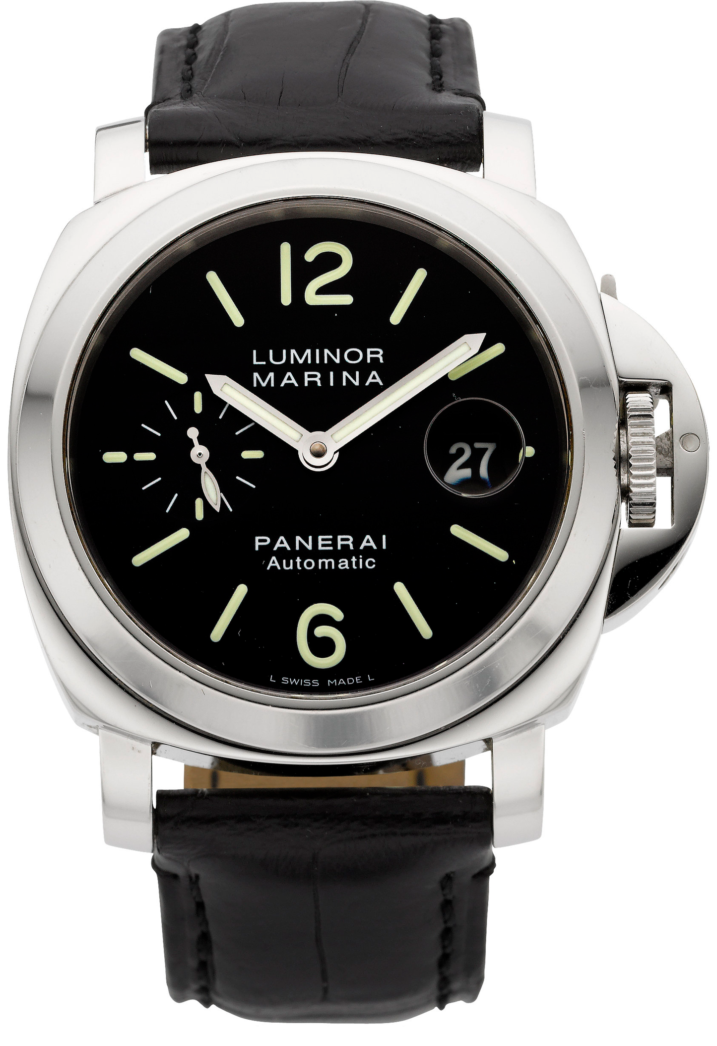 Panerai Luminor Stainless Steel 44 MM - Black Leather Strap - Black Dial - PAM6553