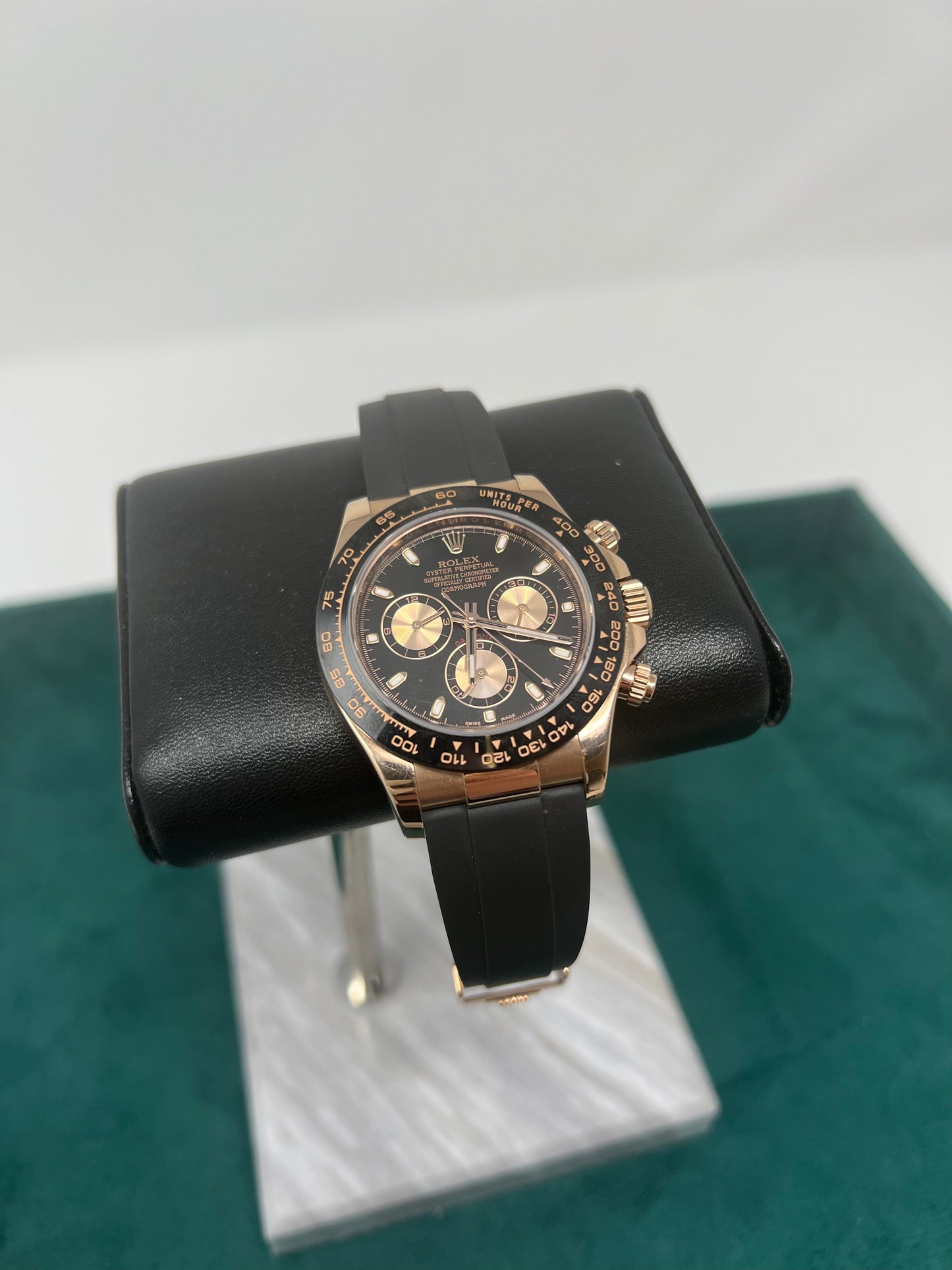 Rolex Everose Gold Daytona Watch - 40 MM - Oysterflex Strap - Black Dial - 116515LN bkpof