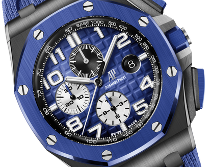 Audemars Piguet Royal Oak Offshore Black Ceramic Selfwinding Chronograph 44 MM - Blue Rubber Strap- Blue Dial - 26405CE.OO.A030CA.01