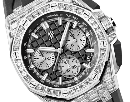 Audemars Piguet Royal Oak Offshore White Gold Diamond Selfwinding Chronograph 43 MM - Black Rubber Strap - Black Dial - 26425BC.ZZ.D002CA.01