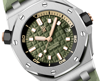 Audemars Piguet Royal Oak Offshore Stainless Steel Diver 42 MM - Khaki Green Rubber Strap - Khaki Green Dial - 15720ST.OO.A052CA.01