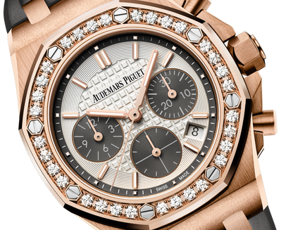 Audemars Piguet Royal Oak Offshore Pink Gold Selfwinding Chronograph 37 MM - Grey Rubber Strap - Silver Dial - 26231OR.ZZ.D003CA.01