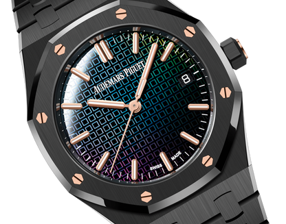 Audemars Piguet Royal Oak Black Ceramic Selfwinding 34 MM - Black Ceramic Bracelet - Rainbow Dial - 77350CE.OO.1266CE.02.A