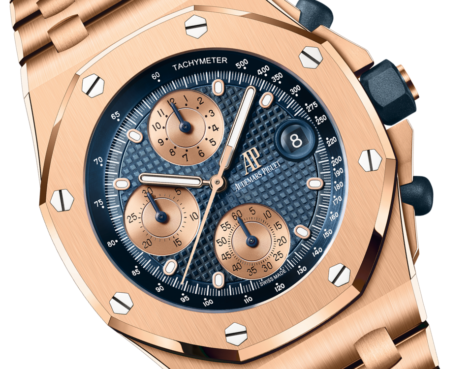 Audemars Piguet Royal Oak Offshore Pink Gold Selfwinding Chronograph 42 MM - Pink Gold Bracelet - Blue Dial - 26238OR.OO.2000OR.01
