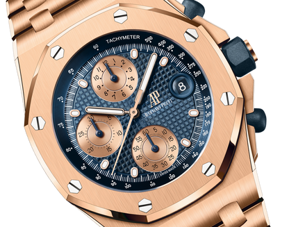 Audemars Piguet Royal Oak Offshore Pink Gold Selfwinding Chronograph 42 MM - Pink Gold Bracelet - Blue Dial - 26238OR.OO.2000OR.01