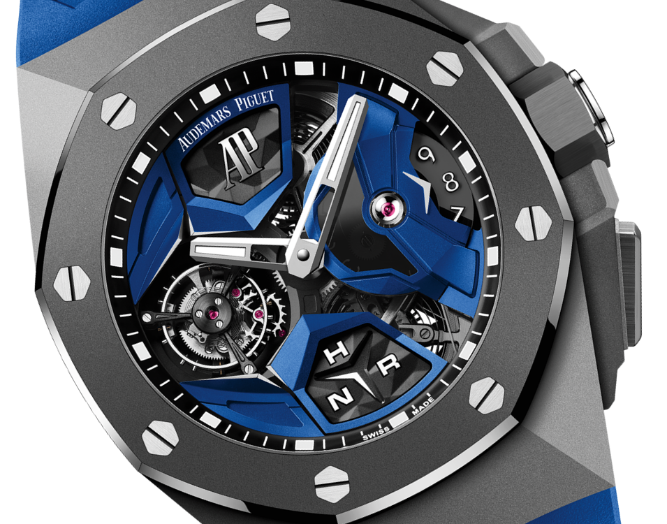 Audemars Piguet Royal Oak Concept Titanium Flying Tourbillon 44 MM - Blue Rubber Strap - White Gold Dial - 26589IO.OO.D030CA.01