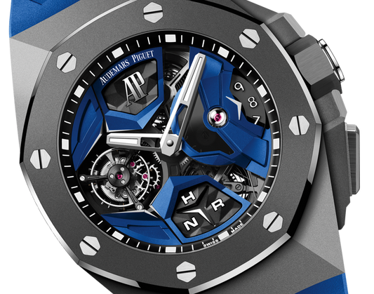 Audemars Piguet Royal Oak Concept Titanium Flying Tourbillon 44 MM - Blue Rubber Strap - White Gold Dial - 26589IO.OO.D030CA.01