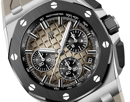 Audemars Piguet Royal Oak Offshore Stainless Steel Selfwinding Chronograph 43 MM - Light Brown Rubber Strap - Light Brown Dial - 26420SO.OO.A600CA.01