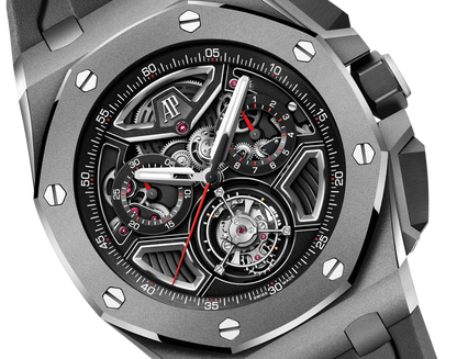 Audemars Piguet Royal Oak Offshore Titanium Flying Tourbillon Chronograph 43 MM - Black Rubber Strap - Openworked Dial - 26622TI.GG.D002CA.01