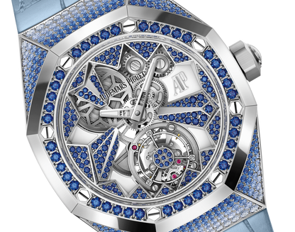 Audemars Piguet Royal Oak Concept White Gold Flying Tourbillon 38.5 MM - Light Blue Leather Strap - Openworked Dial - 26227BC.SS.D314CR.01