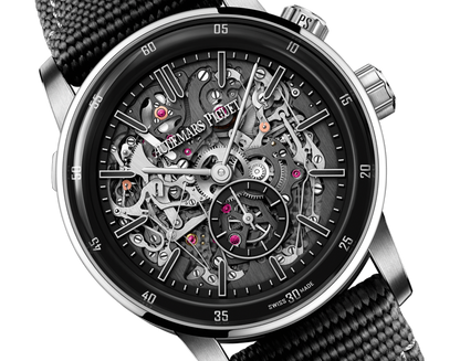 Audemars Piguet Code 11.59 Grande Sonnorie Carillon Supersonnerie Black Ceramic 41 MM - Black Rubber-Coated Strap - Black Skeleton Dial - 26397NB.OO.D002KB.01