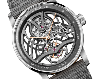 Audemars Piguet Code 11.59 Tourbillon Openworked Pink Case  41 MM - Grey Leather Strap - Skeleton Dial - White Gold Bezel - 26600CR.OO.D009KB.01