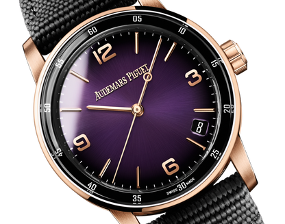 Audemars Piguet Code 11.59 Selfwinding Pink Gold 41 MM - Black Rubber Coated Strap - Purple Lacquered Dial - 15210OR.OO.A002KB.02