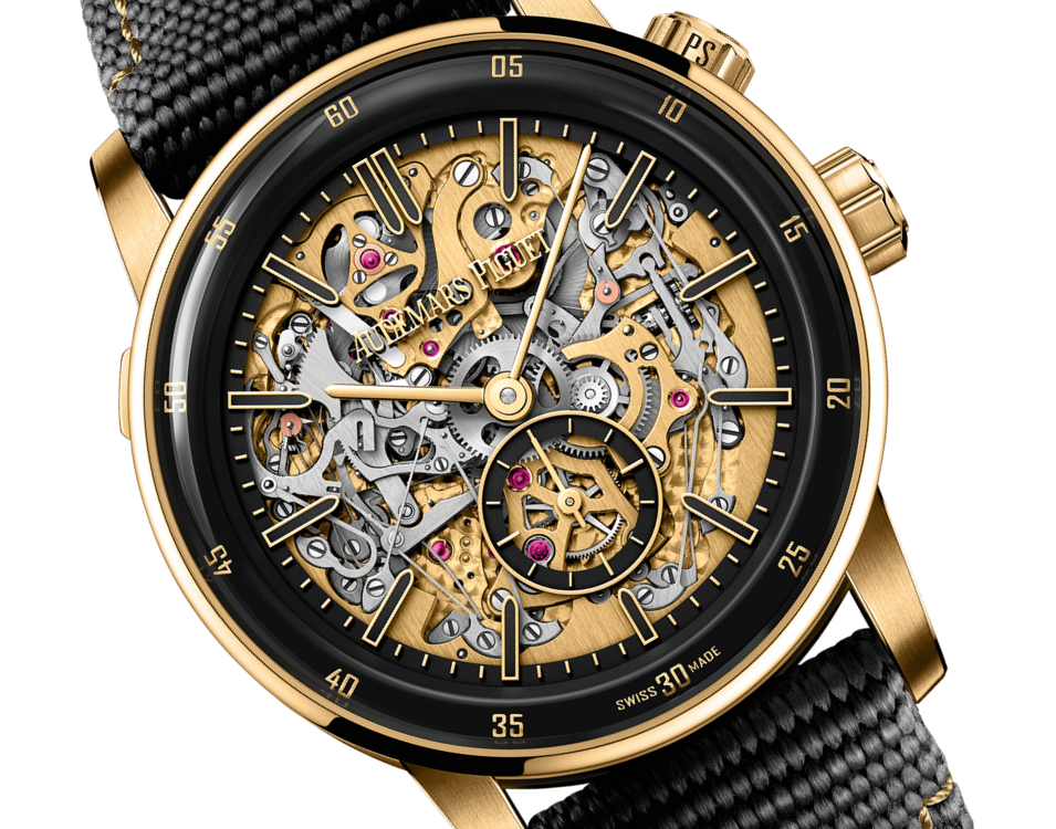 Audemars Piguet Code 11.59 Grande Sonnorie Carillon Supersonnerie Black Ceramic and Yellow Gold 41 MM - Black Rubber-Coated Strap - Skeleton Dial - 26397QA.OO.D002KB.01