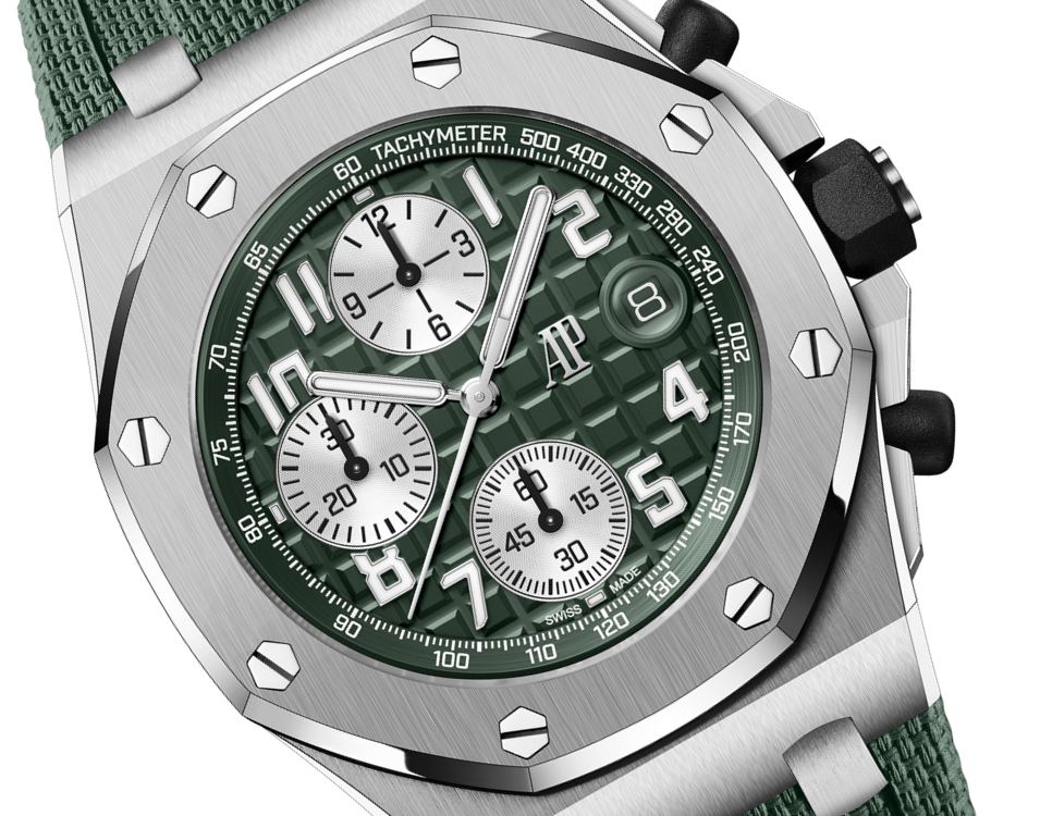 Audemars Piguet Royal Oak Offshore Titanium Selfwinding Chronograph 42 MM - Green Rubber Strap - Green Dial - 26238TI.OO.A056CA.01