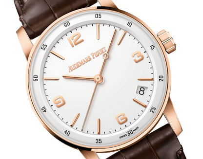 Audemars Piguet Code 11.59 Selfwinding Pink Gold 41 MM - Brown Rubber Strap - White Lacquered Dial - 15210OR.OO.A099CR.01
