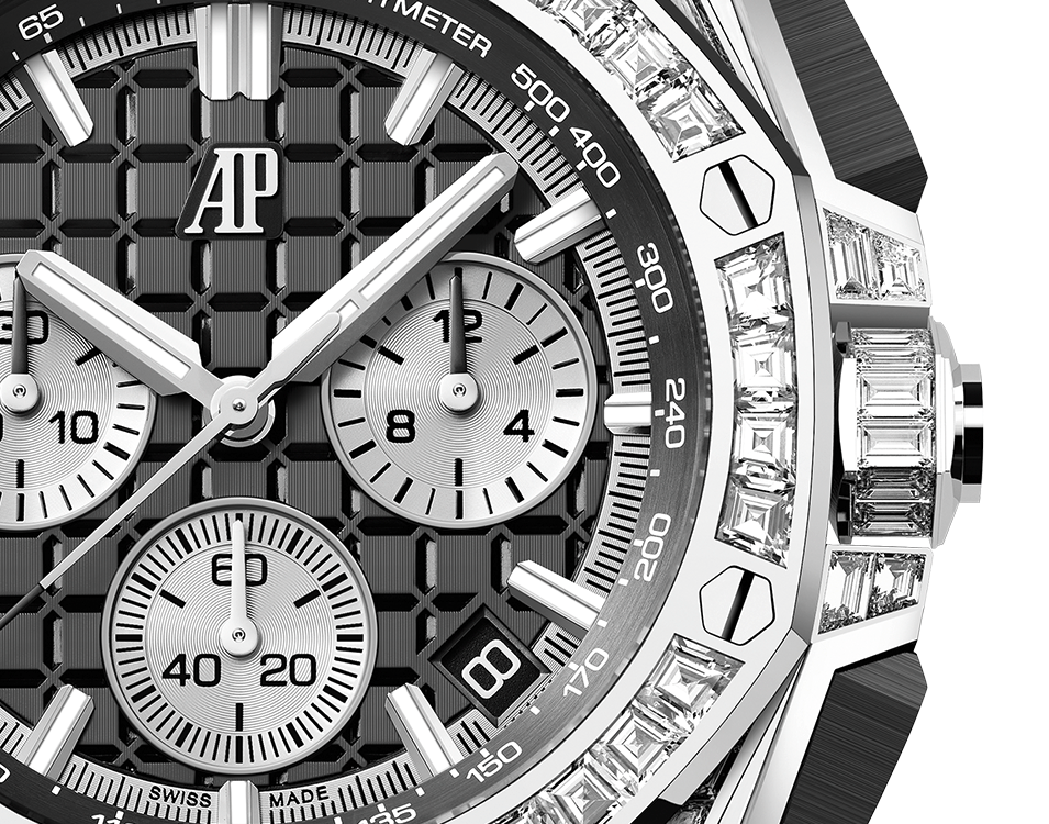 Audemars Piguet Royal Oak Offshore White Gold Diamond Selfwinding Chronograph 43 MM - Black Rubber Strap - Black Dial - 26425BC.ZZ.D002CA.01