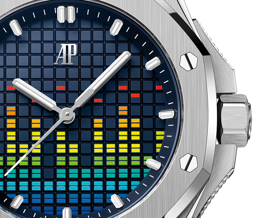 Audemars Piguet Royal Oak Offshore Titanium Selfwinding Music Edition 37 MM - Blue Rubber Strap - Blue Rainbow Dial - 77600TI.OO.A343CA.01