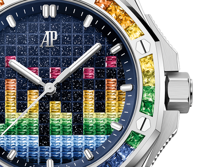 Audemars Piguet Royal Oak Offshore White Gold Selfwinding Music Edition 37 MM - Blue Rubber Strap - Blue Rainbow Dial - 77601BC.YY.D343CA.01