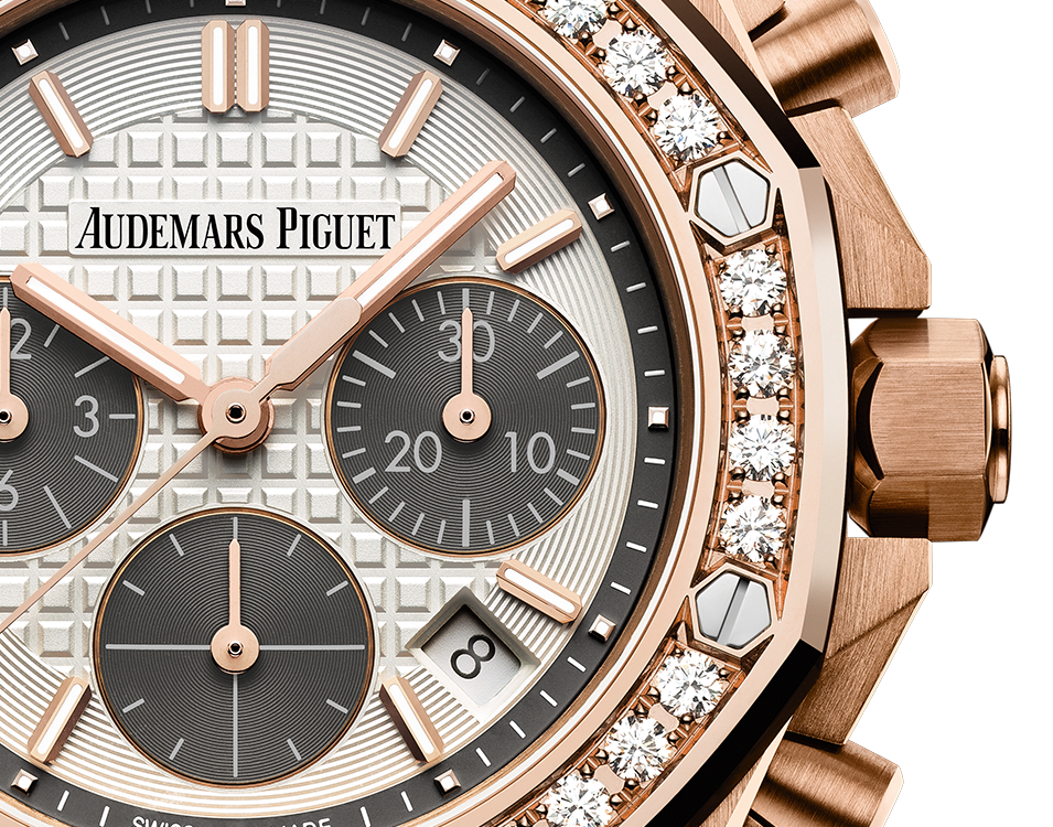 Audemars Piguet Royal Oak Offshore Pink Gold Selfwinding Chronograph 37 MM - Grey Rubber Strap - Silver Dial - 26231OR.ZZ.D003CA.01