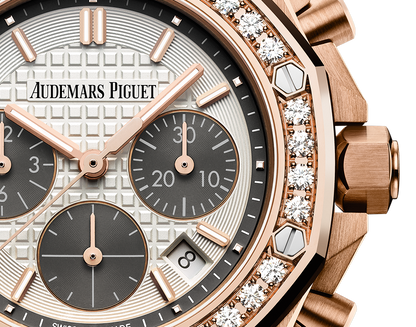 Audemars Piguet Royal Oak Offshore Pink Gold Selfwinding Chronograph 37 MM - Grey Rubber Strap - Silver Dial - 26231OR.ZZ.D003CA.01