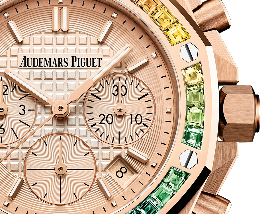 Audemars Piguet Royal Oak Offshore Pink Gold Selfwinding Chronograph 37 MM - Beige Rubber Strap - Pink Dial - 26236OR.YY.D085CA.01
