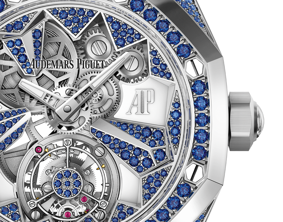 Audemars Piguet Royal Oak Concept White Gold Flying Tourbillon 38.5 MM - Light Blue Leather Strap - Openworked Dial - 26227BC.SS.D314CR.01