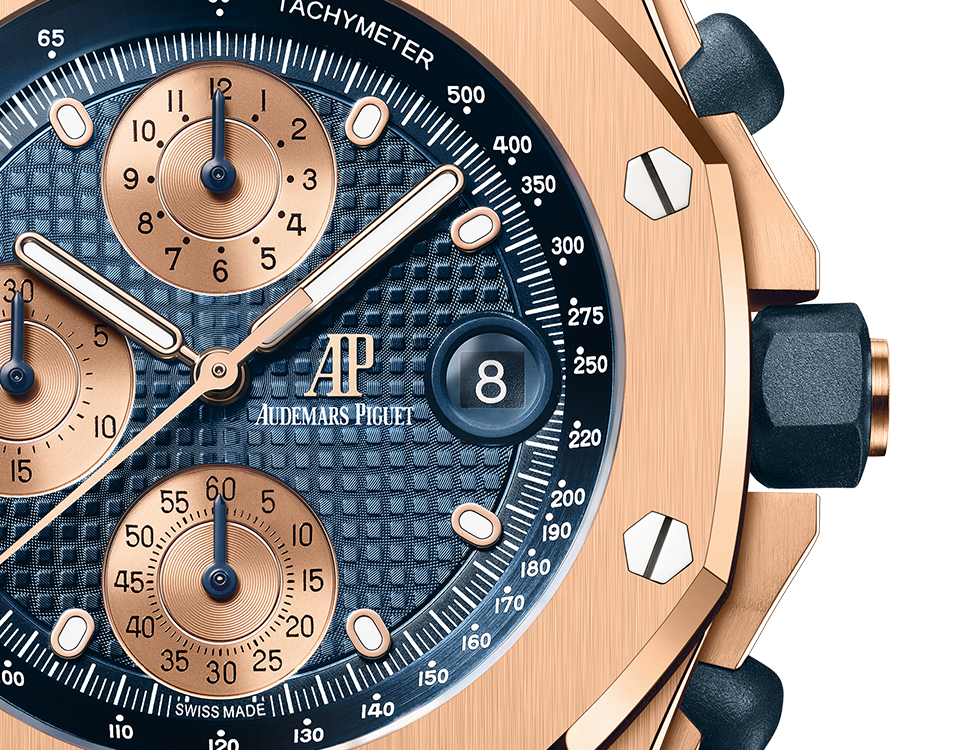 Audemars Piguet Royal Oak Offshore Pink Gold Selfwinding Chronograph 42 MM - Pink Gold Bracelet - Blue Dial - 26238OR.OO.2000OR.01
