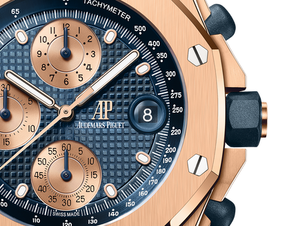 Audemars Piguet Royal Oak Offshore Pink Gold Selfwinding Chronograph 42 MM - Pink Gold Bracelet - Blue Dial - 26238OR.OO.2000OR.01