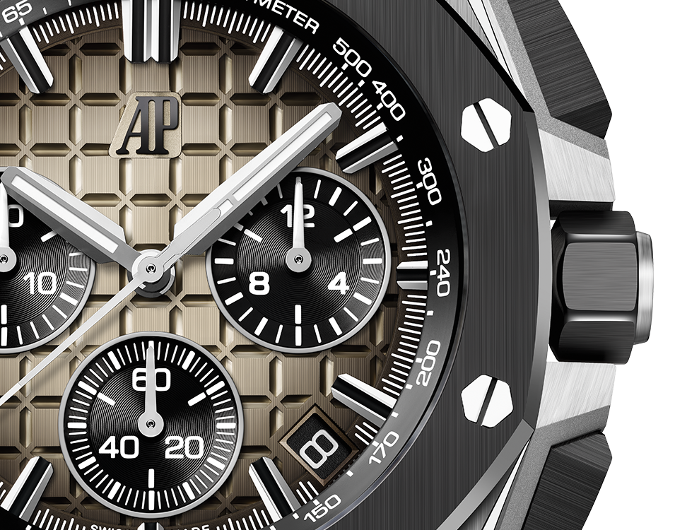 Audemars Piguet Royal Oak Offshore Stainless Steel Selfwinding Chronograph 43 MM - Light Brown Rubber Strap - Light Brown Dial - 26420SO.OO.A600CA.01