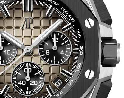 Audemars Piguet Royal Oak Offshore Stainless Steel Selfwinding Chronograph 43 MM - Light Brown Rubber Strap - Light Brown Dial - 26420SO.OO.A600CA.01