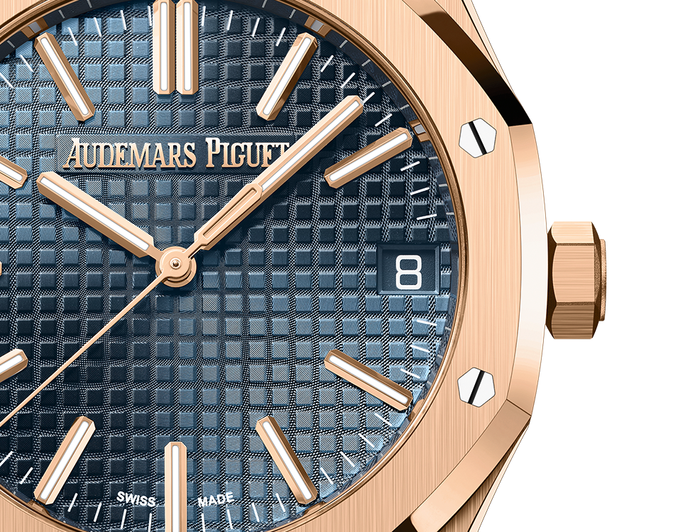 Audemars Piguet Royal Oak Pink Gold Selfwinding 41 MM - Blue Leather Strap - Bleu Nuit Dial - 15510OR.OO.D315CR.01