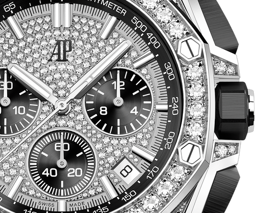 Audemars Piguet Royal Oak Offshore White Gold Diamond Selfwinding Chronograph 43 MM - Black Rubber Strap - White Gold Diamond Dial - 26423BC.ZZ.D002CA.01