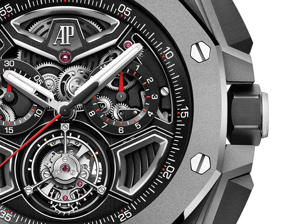 Audemars Piguet Royal Oak Offshore Titanium Flying Tourbillon Chronograph 43 MM - Black Rubber Strap - Openworked Dial - 26622TI.GG.D002CA.01