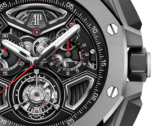 Audemars Piguet Royal Oak Offshore Titanium Flying Tourbillon Chronograph 43 MM - Black Rubber Strap - Openworked Dial - 26622TI.GG.D002CA.01