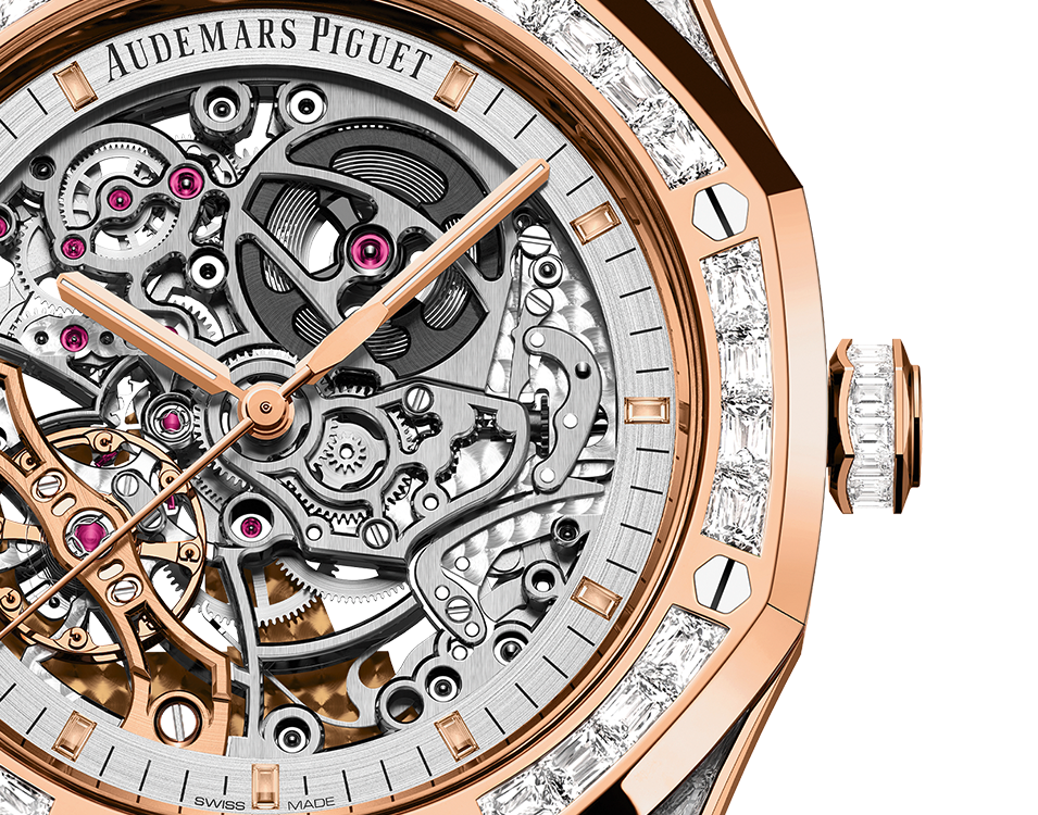 Audemars Piguet Royal Oak Rose Gold Diamond Double Balance Wheel Openworked 41 MM - Rose Gold Diamond Bracelet - Openworked Dial - 15417OR.ZZ.1267OR.01