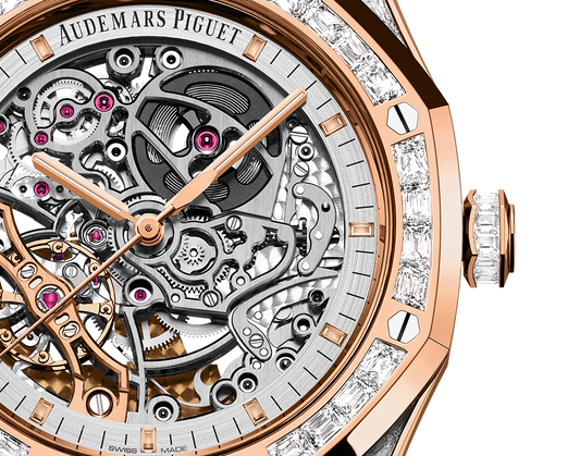 Audemars Piguet Royal Oak Rose Gold Diamond Double Balance Wheel Openworked 41 MM - Rose Gold Diamond Bracelet - Openworked Dial - 15417OR.ZZ.1267OR.01