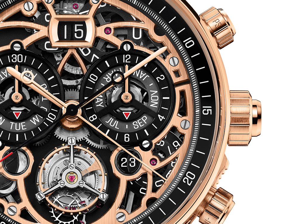 Audemars Piguet Code 11.59 Ultra Complication Universelle (RD#4) Pink Gold 42 MM - Black Leather Strap - Black Skeleton Dial - 26398OR.OO.D002CR.01