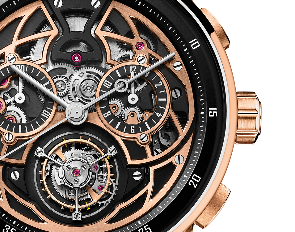 Audemars Piguet Code 11.59 Selfwinding Flying Tourbillon Chronograph Ceramic Case  41 MM - Black Rubber Strap - Black Skeleton Dial - Pink Gold Bezel - 26399NR.OO.D002KB.01